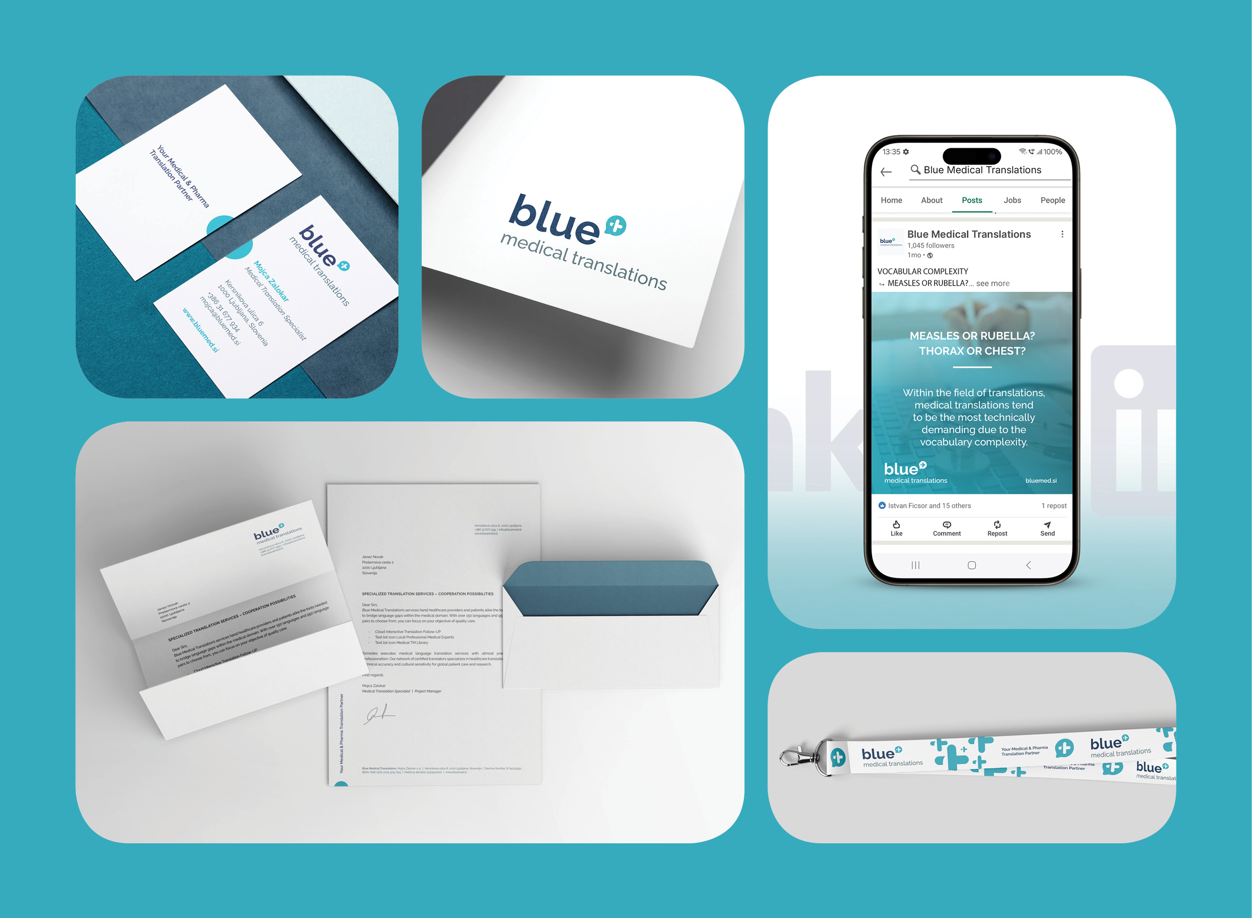 Studioem Blue Medical Translations celostna grafična podoba