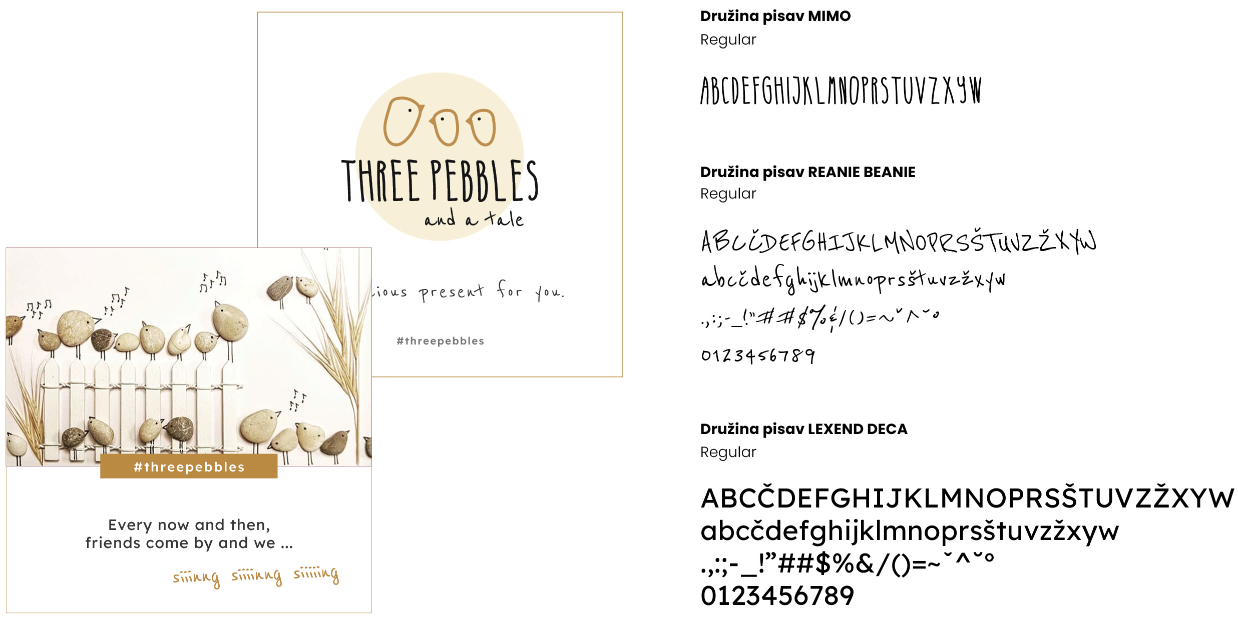 Studioem Three pebbles and a Tale tipografija
